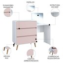 Ver imagem 3 de Cômoda Quarto 135cm com Penteadeira Nuvia Branco/rosa Milkshake C06 - Mpozenato