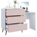 Ver imagem 5 de Cômoda Quarto 135cm com Penteadeira Nuvia Branco/rosa Milkshake C06 - Mpozenato