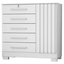 Ver imagem 1 de Comoda 5 Gavetas 1 Porta 99 cm Mary Branco Rudk