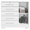 Ver imagem 4 de Comoda 5 Gavetas 1 Porta 99 cm Mary Branco Rudk