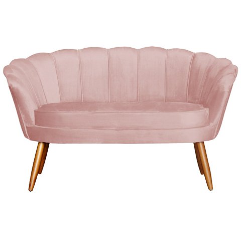 Namoradeira Estofada 2 Lugares Para Sala Comercial Pétala Veludo Rosa Nude - LM DECOR
