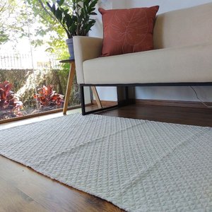 Tapete Quarto Algodão Cru Trama Geométrico 0,80 X 1,30
