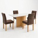 Ver imagem 2 de Conjunto de Mesa de Jantar 4 Lugares Retangular 120x80cm Vidro Cinamomo e Off White