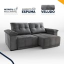 Ver imagem 3 de Sofá Retrátil e Reclinável 4 Lugares Espuma Fibra Siliconada Mariscal Veludo 200cm