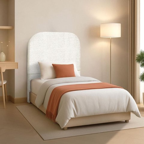 Cabeceira Cama Box Solteiro 100 Cm Estofada Revestida em Bouclé Orgânica