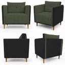 Ver imagem 2 de Kit 2 Poltronas Aviv para Sala Escritório Recepção Linho Verde Premium Easy Clean Corino Preto Premi