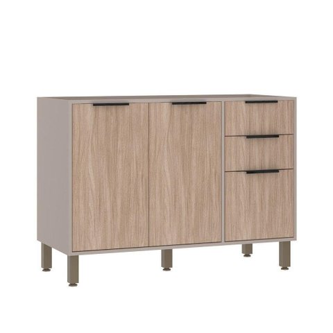 Balcão para Pia 120cm 2 Portas e 3 Gavetas sem Tampo Stylo Luciane Móveis Cinammon-cumaru