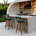Ver imagem 1 de Kit 2 Banquetas Alta 60cm Giratória Viena c/ Encosto 4 Pés Ilha Gourmet Balcão Bancada Corio Verde