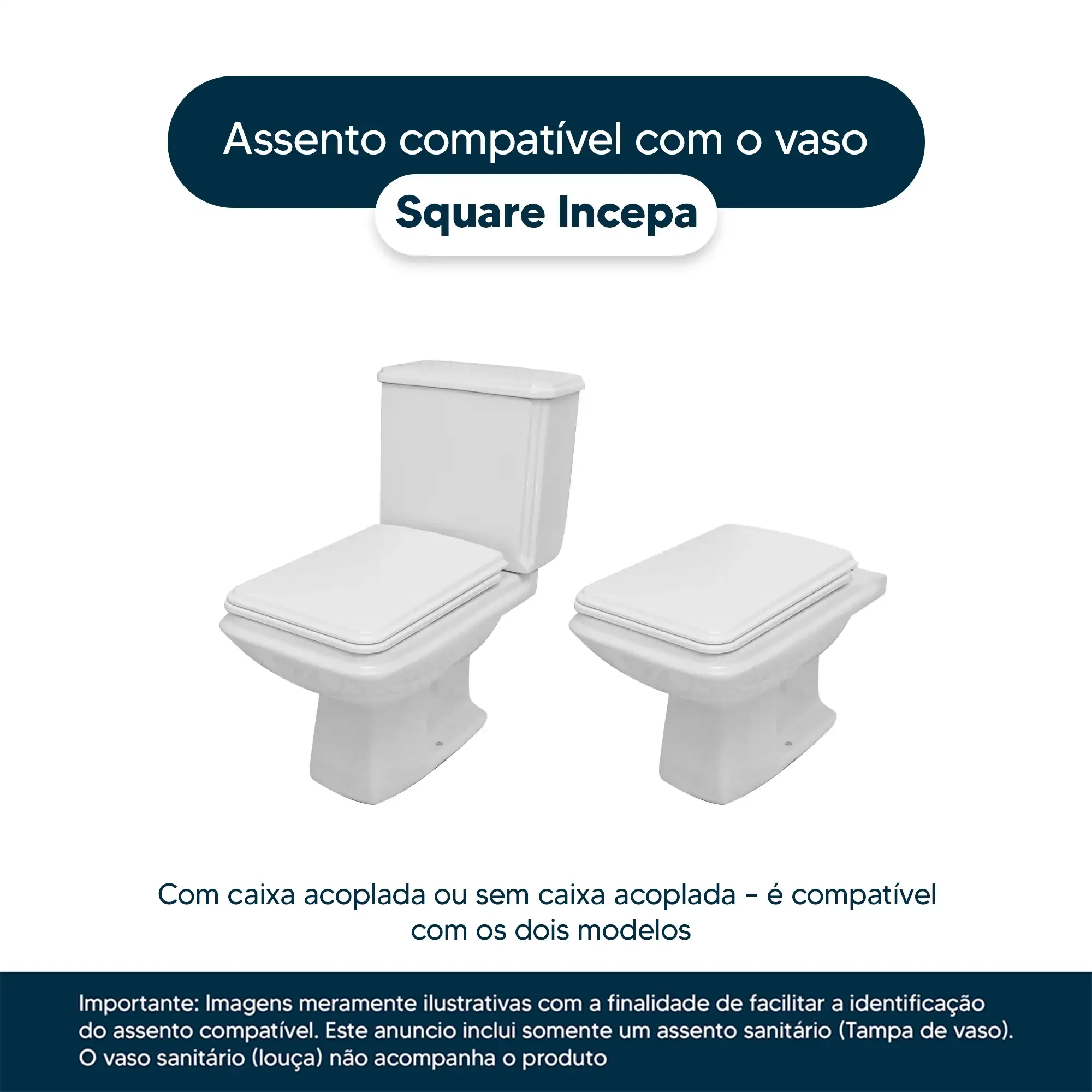 Assento Sanitário Poliester Square Coral para vaso Incepa - 4