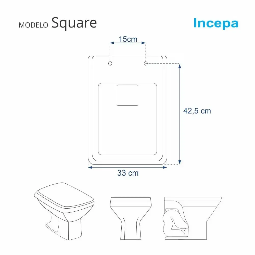 Assento Sanitário Poliester Square Coral para vaso Incepa - 5