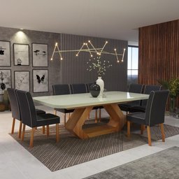 Sala de Jantar 220x110 8 Cadeiras Lottus Bom Pastor - 1