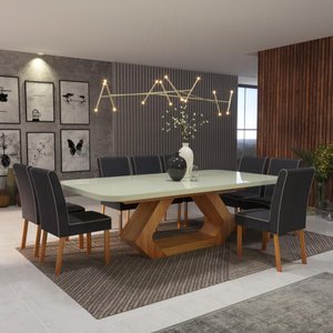 Sala de Jantar 220x110 Lottus 8 Cad Naturale/cinza Bom Pastor