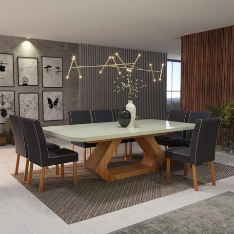 Sala de Jantar 220x110 8 Cadeiras Lottus Bom Pastor