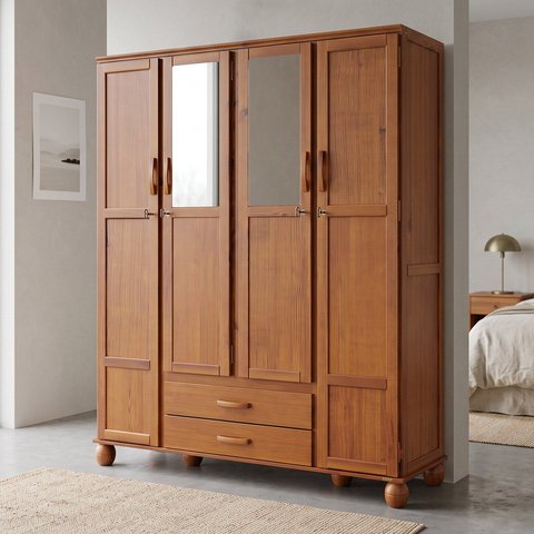 Guarda-Roupa 4 Portas Estrutura em Madeira Clean - Cedro