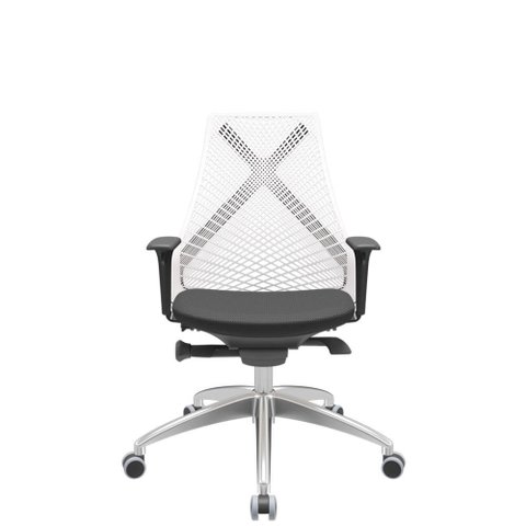Cadeira Office Bix Tela Branca Assento Aero Preto Autocompensador Base Alumínio 95cm - 63999