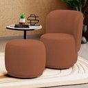 Ver imagem 4 de Poltrona Decorativa com Puff Orgânico Molly Bouclê Terracota - Desk Design