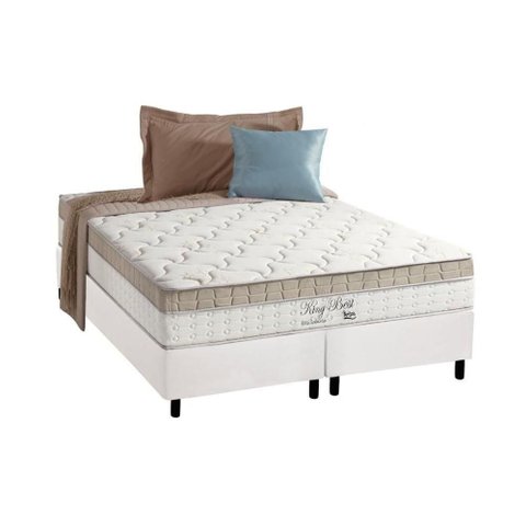 Conjunto Box Queen: Colchão Molas Anjos Masterpocket King Best + Base Crc Courano White(158x198)