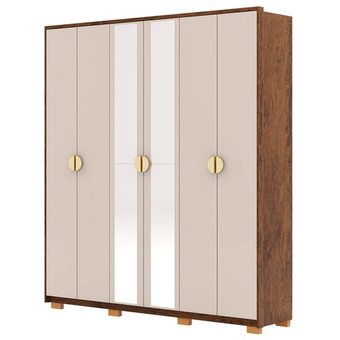Guarda Roupa Casal 203cm com Espelho Noronha Imbuia/fendi - Vila Rica