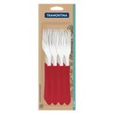 Ver imagem 2 de Conjunto de Garfos de Mesa Leme com Lâminas em Aço Inox e Cabo Vermelho 12 Peças