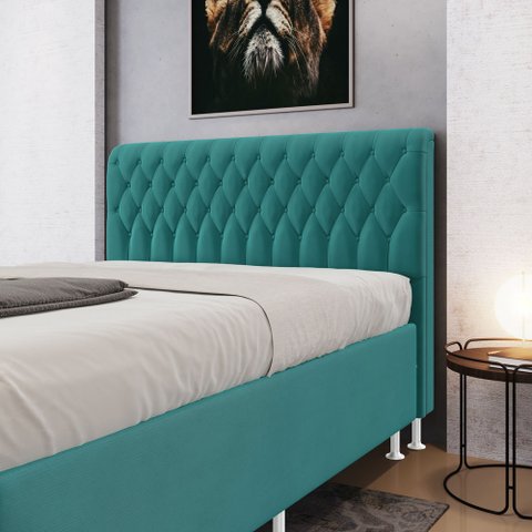 Cabeceira Bellatrix 160 para Cama Queen Suede Azul Turquesa Aradecor