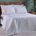 Ver imagem 2 de Cobre Leito Casal Padrão Decor Bordado 200 Fios 3 Peças - Branco/pink To Decorando