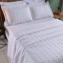 Ver imagem 3 de Cobre Leito Casal Padrão Decor Bordado 200 Fios 3 Peças - Branco/pink To Decorando