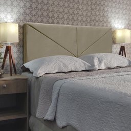 Cabeceira Modular V Cama Box Estofada Luxo Suede Rbl:queen Painel/bege - 2