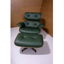 Ver imagem 2 de Poltrona Charles Eames com Puff - Couro Verde Militar 257 - Freijó