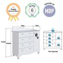 Ver imagem 6 de Cômoda para Quarto Infantil 93cm com Porta e 4 Gavetas Cor:branco