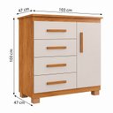 Ver imagem 3 de Cômoda Monique Grande 4 Gavetas 1 Porta com Prateleira 100% MDF Yescasa
