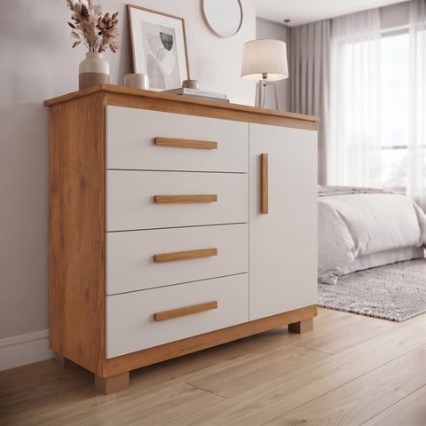 Cômoda Monique Grande 4 Gavetas 1 Porta com Prateleira 100% MDF Yescasa