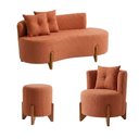 Ver imagem 7 de Kit Decorativo Sofá Curvo Orgânico + 01 Puff e Poltrona Luna Boucle Terracota - Montanaris Decor