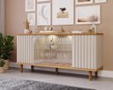 Ver imagem 2 de Buffet 4 Portas com Led Janice Nature/off White Cimol Móveis