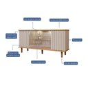 Ver imagem 4 de Buffet 4 Portas com Led Janice Nature/off White Cimol Móveis