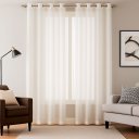 Ver imagem 2 de Cortina no Linho Flame com Forro Oxford Off (ilhós Cromado) Central