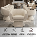 Ver imagem 2 de Poltrona Giratória Orgânica Maya Tecido Linho Premium Design Redondo Sala Quarto Suporta 150kg:Linho