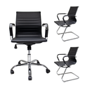 Ver imagem 1 de Kit Conjunto Cadeira de Escritório Diretor Eames + 2 Cadeiras de Escritório Interlocutor Fixa