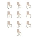 Ver imagem 1 de Kit 10 Cadeiras de Jantar Cozinha Industrial Lexa Veludo Élpis Móveis Bege Dourada