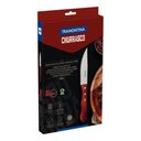 Ver imagem 3 de Conjunto de Facas para Churrasco Jumbo Tramontina em Aço Inox com Cabo Vermelho Polywood 4 Peças