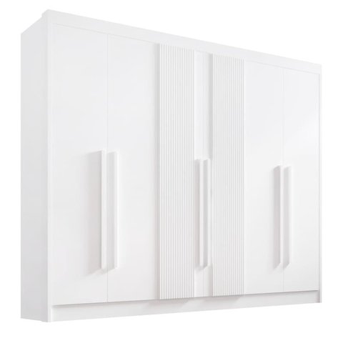 Guarda Roupa Casal 6 Portas 7 Gavetas - Athos Ripado-branco - Móveis D'doro