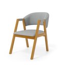 Ver imagem 4 de Kit com 2 Cadeiras Leticia Madeira Maciça Estofada para Mesa de Jantar Linho Cinza 407