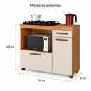Ver imagem 3 de Balcão para Cozinha Tampo MDF 2 Portas 1 Gaveta com Nicho Micro-Ondas Cronos Espresso Móveis