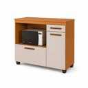 Ver imagem 2 de Balcão para Cozinha Tampo MDF 2 Portas 1 Gaveta com Nicho Micro-Ondas Cronos Espresso Móveis