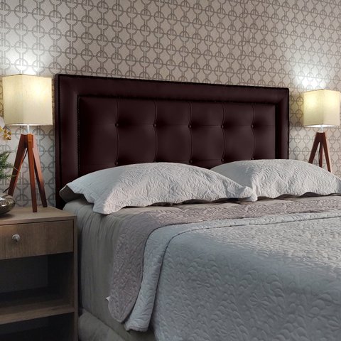 Cabeceira Queen Estofada Veneza 10 Diamond Corano Marrom 160 X 60 Rbl