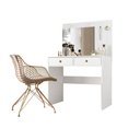 Ver imagem 2 de Cômoda Camarim Ideal 90cm 2 Gavetas com Espelho e Luminárias de Led Branco Moval