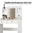 Ver imagem 3 de Cômoda Camarim Ideal 90cm 2 Gavetas com Espelho e Luminárias de Led Branco Moval