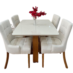 Sala de Jantar em Madeira Maciça 4 Cadeiras 1,20x0,90m - Royal - Requinte Salas - 1