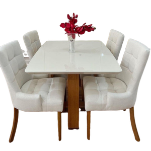Sala de Jantar em Madeira Maciça 4 Cadeiras 1,20x0,90m - Royal - Requinte Salas