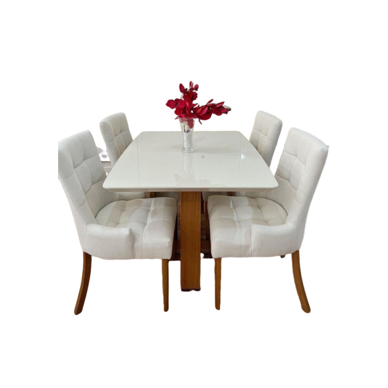 Sala de Jantar em Madeira Maciça 4 Cadeiras 1,20x0,90m - Royal - Requinte Salas