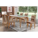 Ver imagem 1 de Conjunto Mesa Londrina C/ Tampo Madeirado C/ Vidro Canto Curvo 180x90cm e 6 Cadeiras Imperatriz